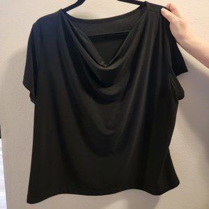 Women's black drape blouse